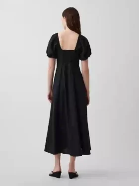 Robe longue à taille empire en mélange de lin