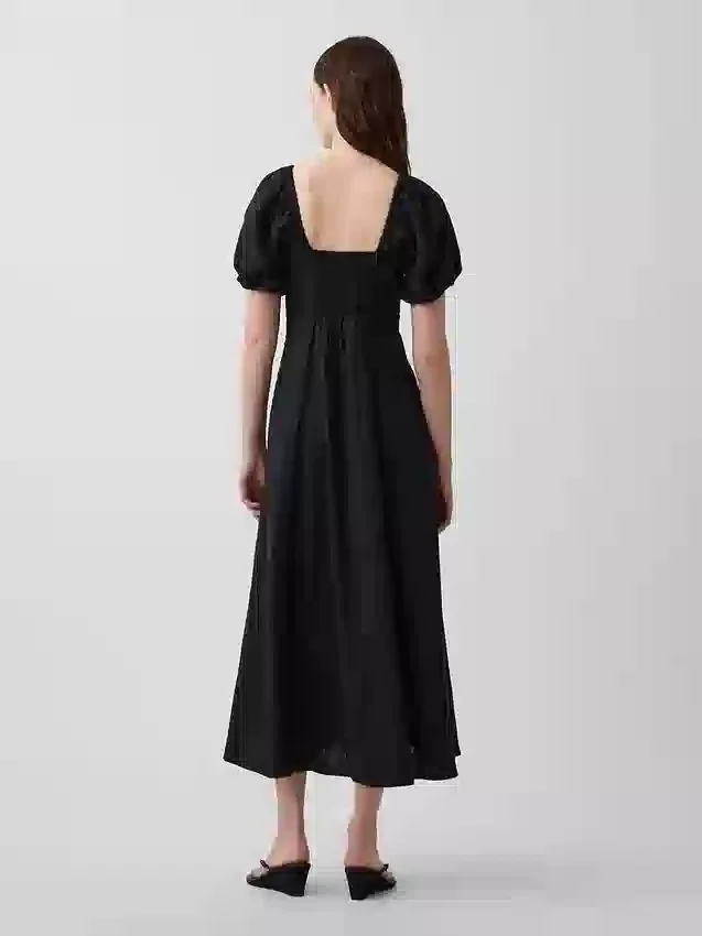 Robe longue à taille empire en mélange de lin