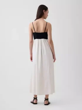 Robe longue à taille empire en mélange de lin