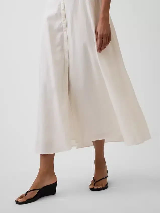 Robe longue à taille empire en mélange de lin