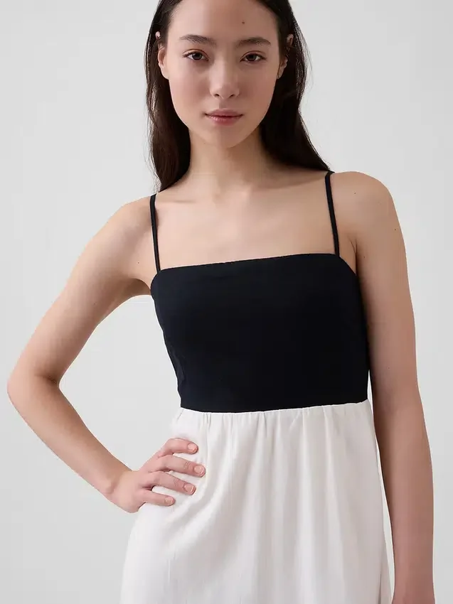 Robe longue à taille empire en mélange de lin