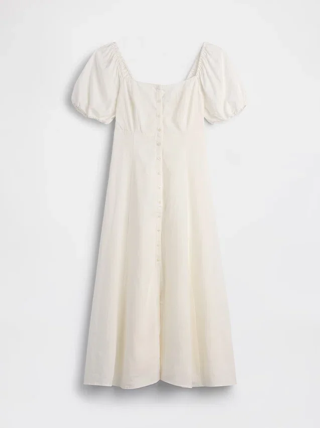 Robe longue à taille empire en mélange de lin