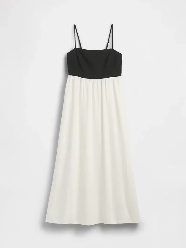 Robe longue à taille empire en mélange de lin