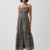 Robe longue à volants ajourés