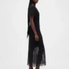 Robe mi-longue à col en V en dentelle