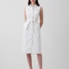 Robe mi-longue en denim avec ceinture à nouer