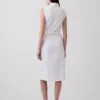 Robe mi-longue en denim avec ceinture à nouer