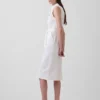 Robe mi-longue en denim avec ceinture à nouer