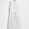 Robe mi-longue en denim avec ceinture à nouer