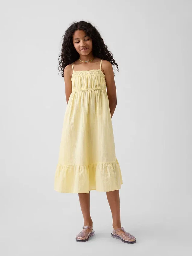 Robe mi-longue en gaze de coton pour enfant