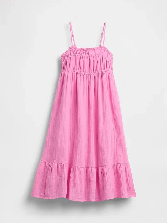 Robe mi-longue en gaze de coton pour enfant
