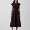 Robe mi-longue à taille basse en mélange de matières