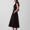 Robe mi-longue à taille basse en mélange de matières
