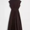 Robe mi-longue à taille basse en mélange de matières
