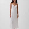 Robe midi brodée en mélange de lin