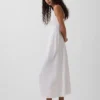 Robe midi brodée en mélange de lin