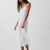 Robe midi brodée en mélange de lin