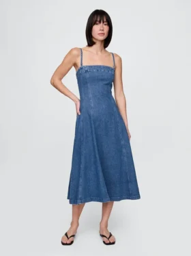 Robe midi en denim