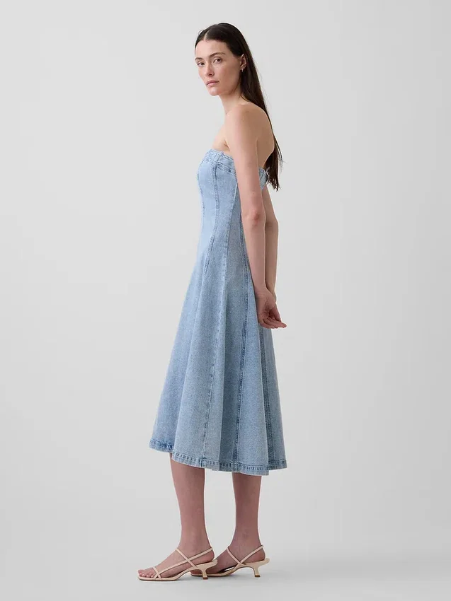 Robe midi en denim