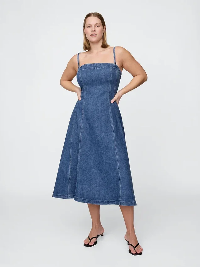 Robe midi en denim