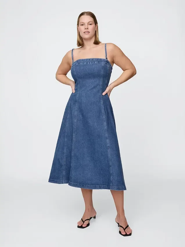 Robe midi en denim