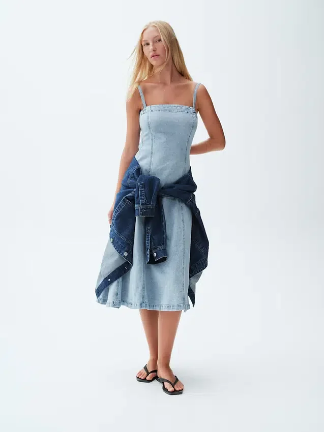Robe midi en denim