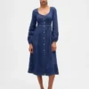 Robe midi en denim à encolure en cœur