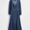 Robe midi en denim à encolure en cœur