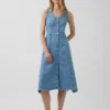 Robe midi en denim à ourlet en pointe