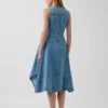 Robe midi en denim à ourlet en pointe