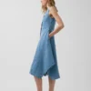 Robe midi en denim à ourlet en pointe