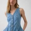 Robe midi en denim à ourlet en pointe
