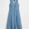 Robe midi en denim à ourlet en pointe