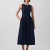 Robe midi en denim à taille basse