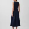 Robe midi en denim à taille basse