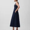 Robe midi en denim à taille basse