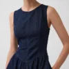 Robe midi en denim à taille basse