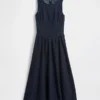Robe midi en denim à taille basse