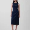 Robe midi moulante en denim