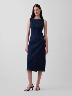 Robe midi moulante en denim