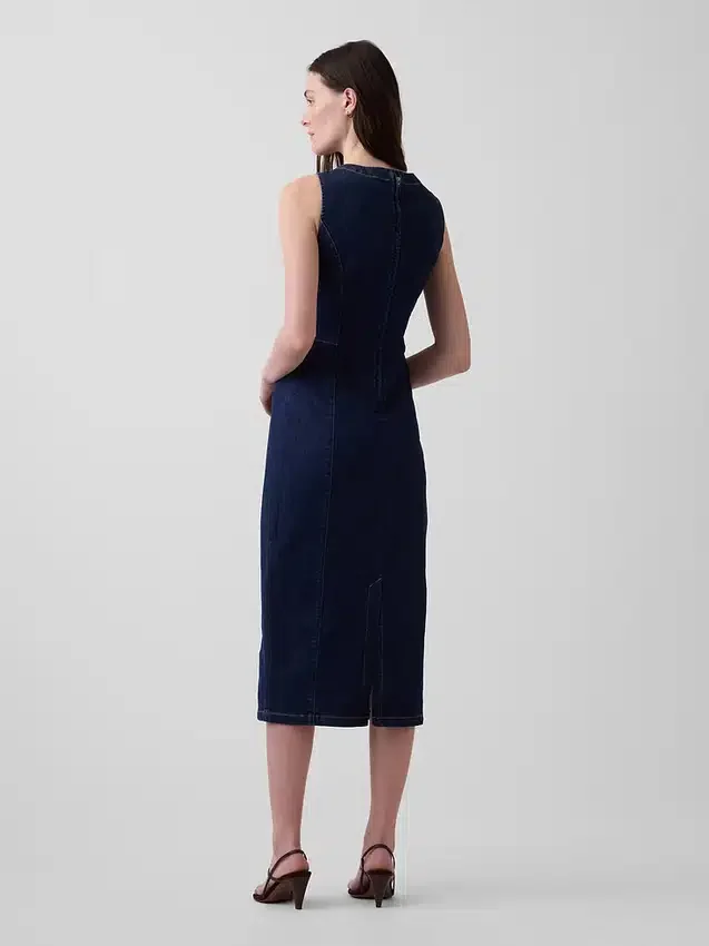 Robe midi moulante en denim