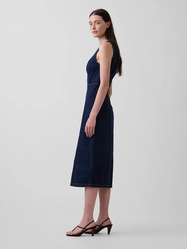 Robe midi moulante en denim