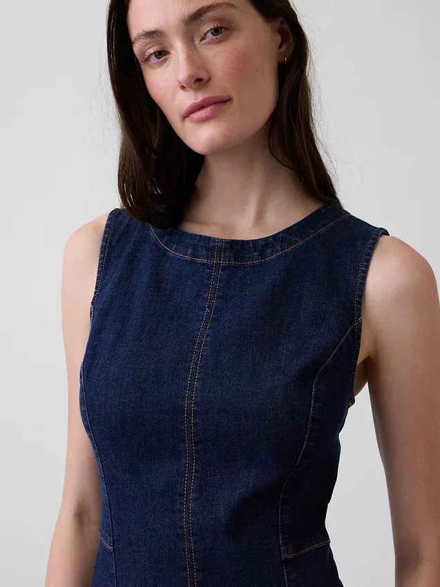 Robe midi moulante en denim