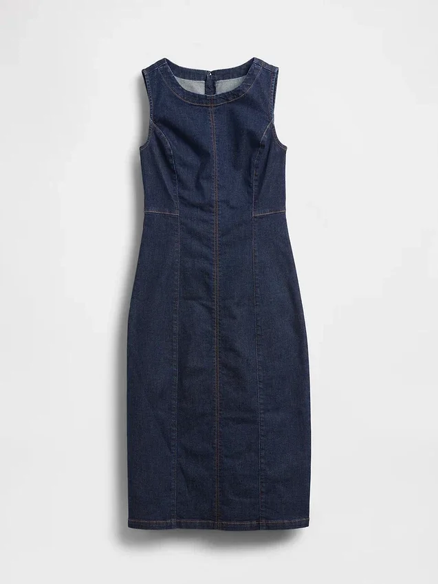Robe midi moulante en denim