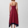Robe midi à rayures et col en forme de mouchoir