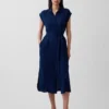 Robe midi utilitaire en denim à nouer à la taille