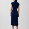 Robe midi utilitaire en denim à nouer à la taille