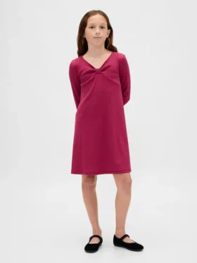 Robe à nœud en maille côtelée pour enfant