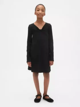 Robe à nœud en maille côtelée pour enfant