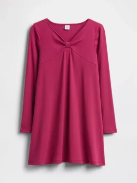 Robe à nœud en maille côtelée pour enfant